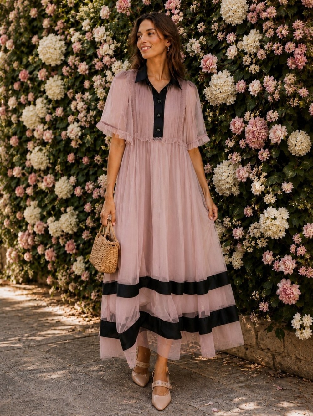 NEW! Anthropologie Pink Sheer Buttondown Maxi Dress